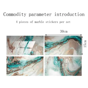 Waterproof marble texture tile stickers, crystal texture decorative wall stickers, 4pcs set.