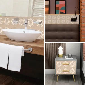 Boheemse vierkante tegelstickers zelfklevende behangpapier voor huisdecoratie 24 stuks