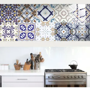 Moroccan vintage kitchen tile sticker self adhesive waterproof decorative wall wallpaper detail