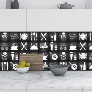 Chalkboard style retro grey kitchen tile stickers self adhesive backsplash wall decor