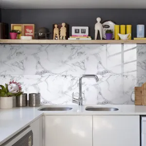 Papel pintado de mármol autoadesivo impermeable adhesivo de azulejos de cocina extraíble