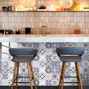 Moroccan retro self-adhesive tile sticker for kitchen and living room wall decor, vinyl.