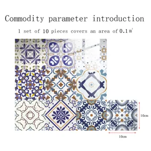 Moroccan style tile stickers self-adhesive wall paper 10pcs 10x10cm decor detail view