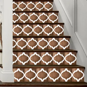 Self-adhesive Moroccan tile stair stickers PVC removable waterproof home decor wallpaper.
