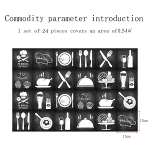 Kitchen tile stickers 24pcs 15x15cm chalkboard style waterproof self-adhesive wall decals