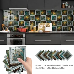 Pegatinas de azulejos de mosaico retro 10pcs autoadhesivas decoracion de cocina.