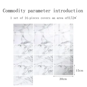Adhesivo para azulejos de cristal con mármol, pegatinas de pared extraíbles detalle.