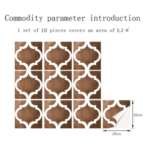 Self-adhesive PVC mosaic tile stickers, Moroccan style wall decor, waterproof and removable, 10 pcs set.