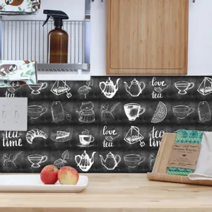 Vintage chalkboard style kitchen tile stickers self-adhesive removable wall decals.