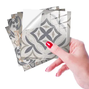 Moroccan tile sticker peel detail, self-adhesive retro wall decor for home kitchen.