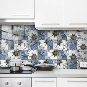 Pegatinas de azulejos florales retro 10pcs adhesivo de pared cocina salpicadero
