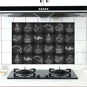 Retro chalk coffee tile sticker self-adhesive kitchen wall decor gray pattern decals