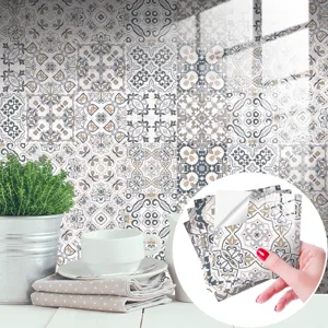 Moroccan retro self-adhesive tile stickers detail view showing exquisite wall decor.