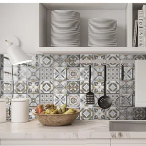 Pegatinas de azulejos retro autoadhesivas salpicadero cocina mosaico cuadrado decoracion