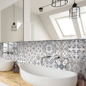 Moroccan vintage tile stickers waterproof self-adhesive wall paper for kitchen bathroom decor