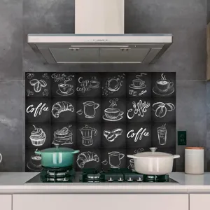Kitchen chalkboard coffee tile sticker self-adhesive waterproof wall decor for home restaurant