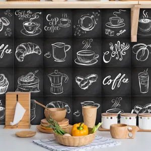 Vintage coffee chalkboard wall tile stickers self-adhesive waterproof kitchen restaurant decor