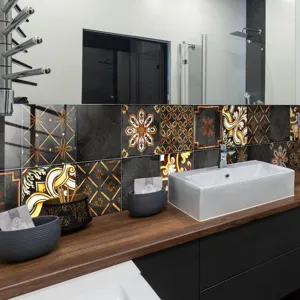 Adhesivos para azulejos retro geométricos pegatinas de pared para decoración 10pcs
