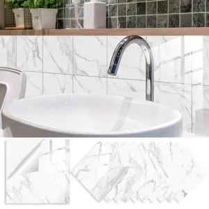 Imitation Marble Crystal Film Tile Stickers Self Adhesive Waterproof Wall Stickers For Home Decor Kitchen Bathroom Remodeling