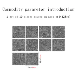 Dark grey marble pattern tile stickers self-adhesive waterproof wall stickers 10pcs 15x15cm