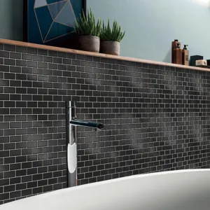 Self-adhesive PVC mosaic tile sticker waterproof black brick wall decor for kitchen bathroom
