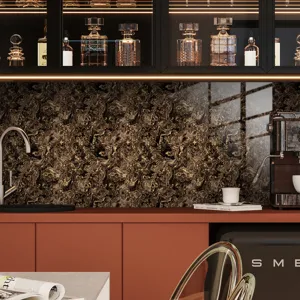 Marble pattern tile sticker, self-adhesive waterproof wall decor for kitchen backsplash.
