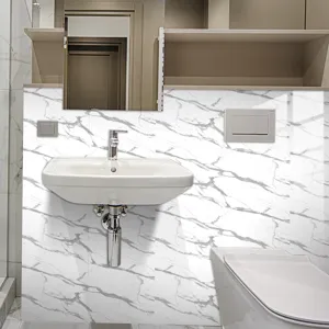 Adhesivo de azulejo con efecto marmol impermeable papel tapiz bano decoracion 06