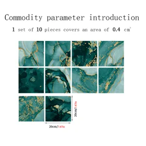 Marble texture tile stickers set of 10 pieces 20x20cm self adhesive wall decor detail view