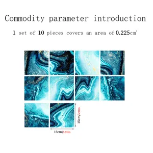 10pcs marble tile stickers waterproof self-adhesive wall and floor home decor 15x15cm
