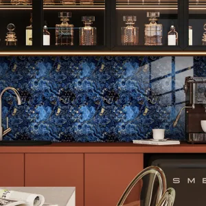 Blue marble tile sticker self-adhesive waterproof kitchen backsplash crystal texture film