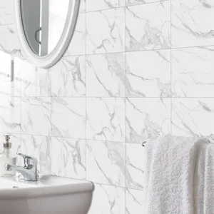 Waterproof imitation marble tile sticker for home wall decor, self-adhesive peel stick
