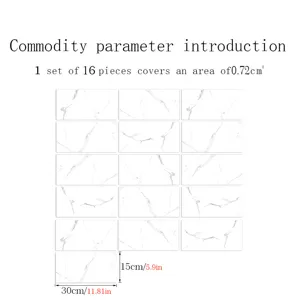 Marble texture crystal tile stickers self-adhesive waterproof wall sticker set details