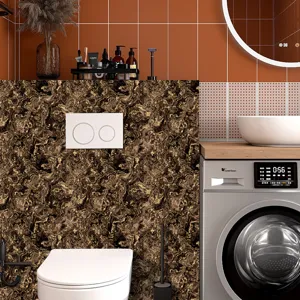 Marble texture self-adhesive tile sticker, thick crystal film bathroom wall decor.
