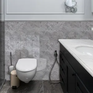 Adhesivo de azulejos de mármol gris, pegatina de pared impermeable autoadhesiva para hogar.