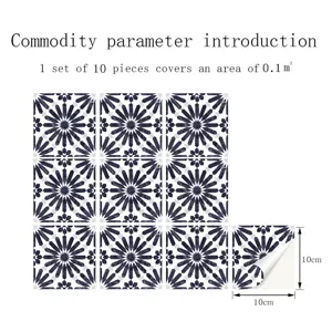 Self-adhesive mosaic tile stickers PVC waterproof wall decor 10x10cm 10 pieces set