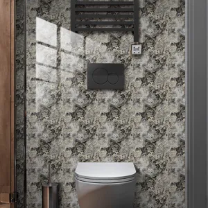 Detailed view of luxury marble pattern waterproof tile sticker with thick crystal texture.