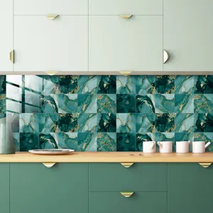 Marble texture self-adhesive tile sticker for kitchen wall and home decor detail view.
