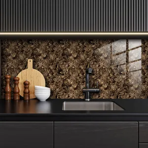 Faux marble tile sticker detail view, self adhesive waterproof crystal wall paper for kitchen.