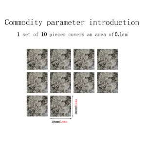 Marble pattern tile stickers waterproof self-adhesive wall stickers 10pcs set for home