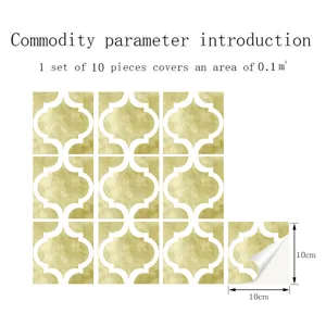 Moroccan quatrefoil tile sticker detail, 10x10cm size, 10pcs set for DIY home wall decor.