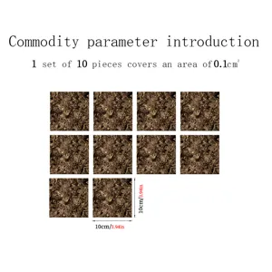 Dark marble tile stickers waterproof self-adhesive wall decals 10pcs 10x10cm home decor