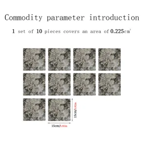 Thickened crystal texture marble pattern tile stickers self-adhesive 10pcs set 15x15cm