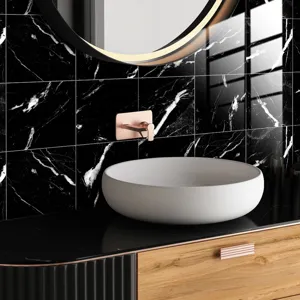 Black marble tile stickers waterproof self-adhesive wall stickers for home decor bathroom use.