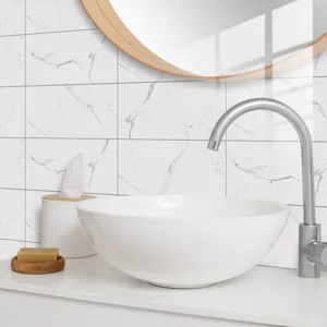 Marble pattern crystal film tile sticker for modern home wall decor, self-adhesive design.