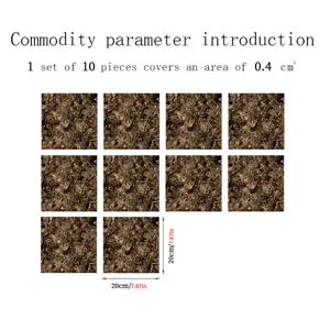 Waterproof marble pattern tile stickers self-adhesive wall decor 10 pieces 20x20cm set