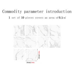 Marble texture crystal film tile stickers self-adhesive waterproof wall stickers 10pcs
