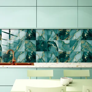 Marble pattern tile sticker waterproof self-adhesive wall paper for home kitchen decor