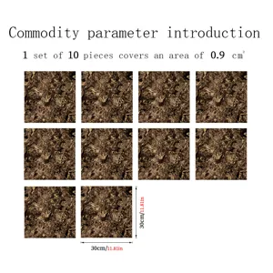Marble tile stickers self adhesive waterproof wall decor 10 pieces 30x30cm for home room