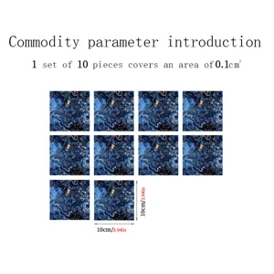 Marble pattern tile stickers waterproof self-adhesive wall stickers 10pcs set 10x10cm