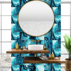Blue marble crystal tile sticker for home decor wall and floor self-adhesive renovation detail view.